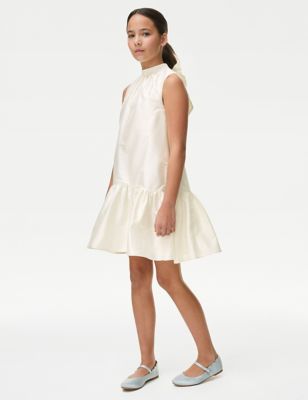 M&S Girl's Organza Bow Dress (7-16 Yrs) - 7-8 Y - Ivory, Ivory