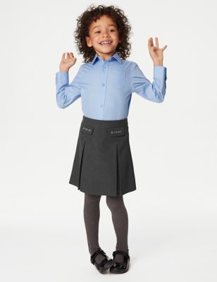 M&S Girls Embroidered School Skirt (2-18 Yrs) - 14-15 - Grey, Grey