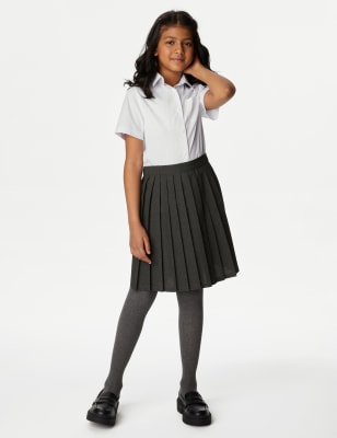 M&S Girls Girl's Easy Dressing Pull On School Skirt (2-16 Yrs) - 8-9 Y - Grey, Grey,Black