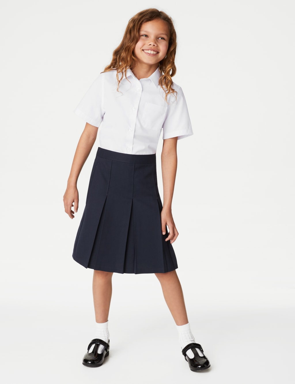 Girls' Permanent Pleats School Skirt (2-16 Yrs)