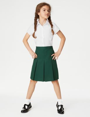Girls M&S Collection Girls' Permanent Pleats School Skirt (2-16 Yrs) - Green