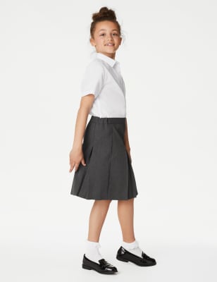 Marks And Spencer Girls M&S Collection Girls' Slim Fit Permanent Pleats School Skirt (2-18 Yrs) - Grey, Grey