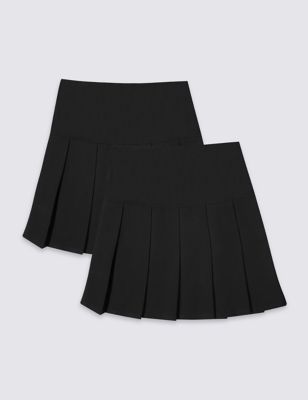 Girls 2 Pack Permanent Pleat Skirts Mands