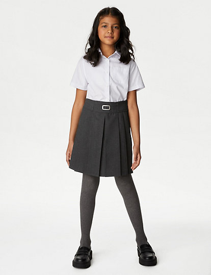 M&S Collection Girls' Permanent Pleats School Skirt (2-16 Yrs) - 11-12 - Grey, Grey