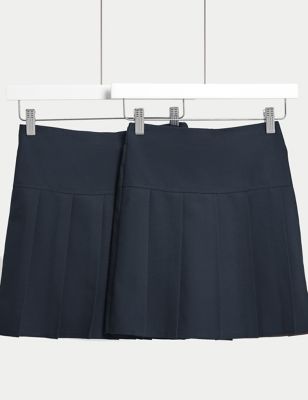 Marks And Spencer Girls M&S Collection 2pk Girls' Crease Resistant School Skirts (2-16 Yrs) - Navy