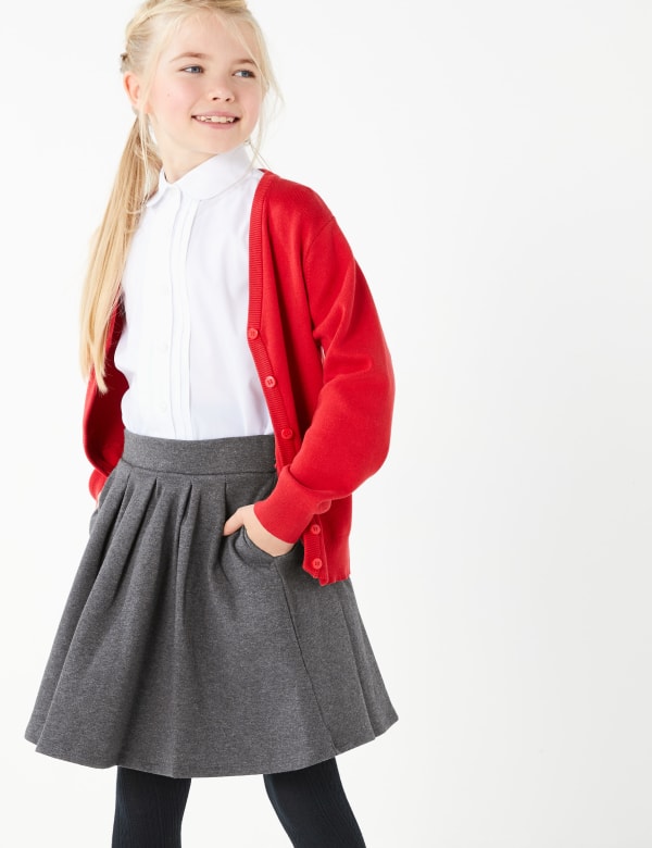 Girls' Cotton Rich Pleated Knitted Skirt
