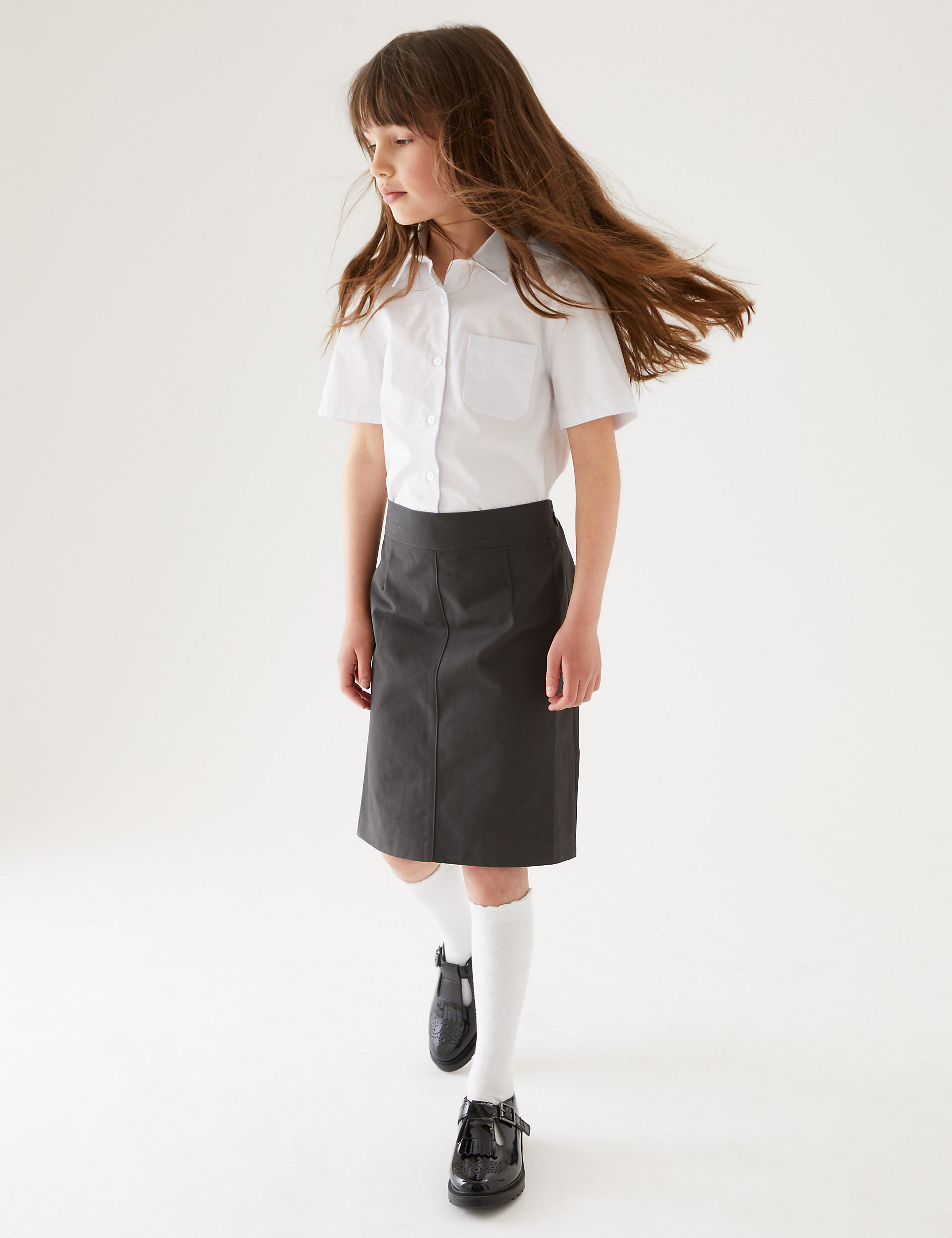 Girls' Pure Cotton Skin Kind™ School Skirt (2-18 Yrs)