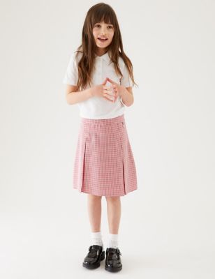 

Girls M&S Collection Girls' Easy to Iron Gingham School Skirt (2-14 Yrs) - Red, Red