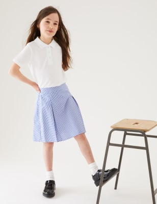 

M&S Collection Bügelleichter Schulrock mit Gingham-Muster (2-14 Jahre) - Mid Blue, Mid Blue