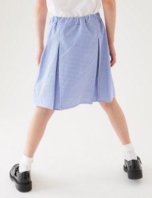M&S Girls Girls' Easy to Iron Gingham School Skirt (2-14 Yrs)