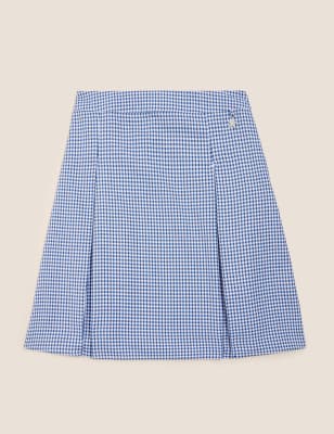 Girls’ Easy to Iron Gingham School Skirt | M&S