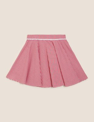M&S Girls Girls' Pure Cotton Gingham Skater School Skirt (2-14 Yrs)