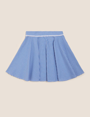 M&S Girls Girls' Pure Cotton Gingham Skater School Skirt (2-14 Yrs)