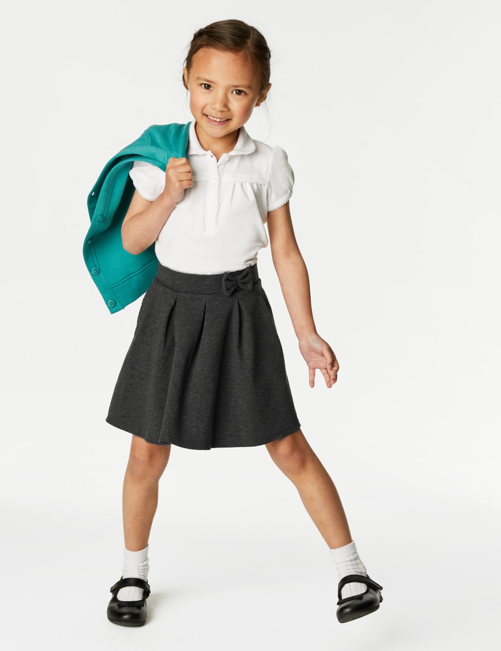 Girls' Jersey Pleated School Skirt (2-14 Yrs)