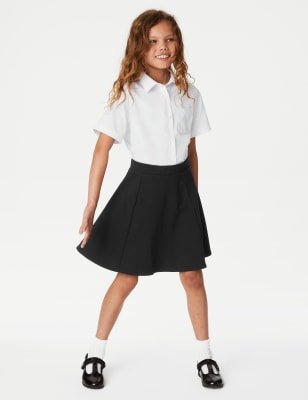 M&S Girls 2-Pack Jersey Skater School Skirts (2-18 Yrs) - 8-9 Y - Black, Black,Grey