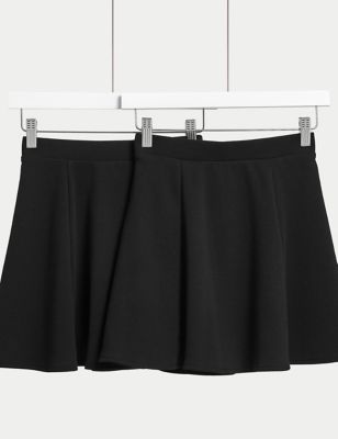 M&S Girls 2-Pack Jersey Skater School Skirts (2-18 Yrs) - 2-3 Y - Black, Black,Grey