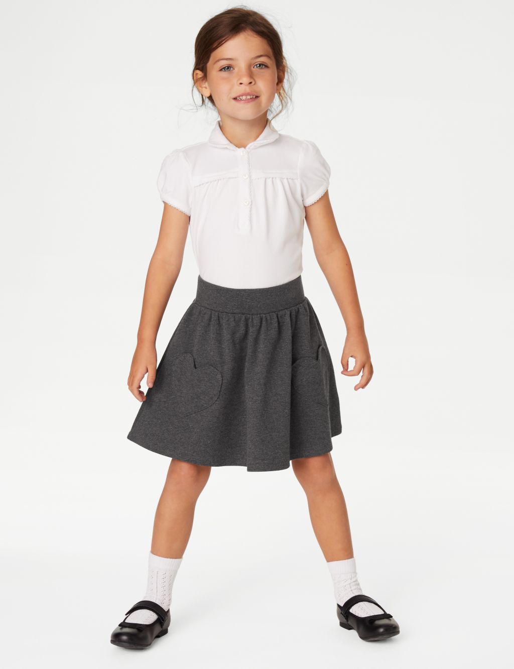 2pk Girls' Jersey Heart Pocket School Skirts (2-14 Yrs) image 2