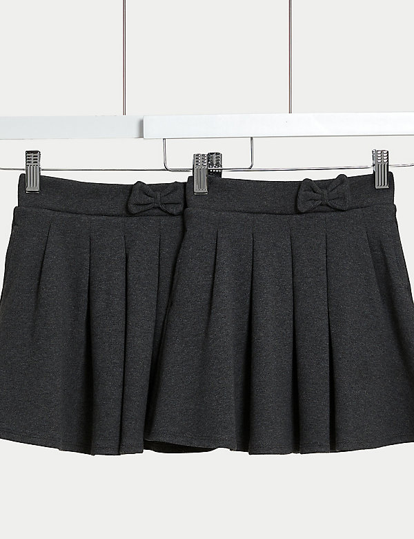 2pk Girls' Jersey Bow School Skirts (2-14 Yrs) - AT
