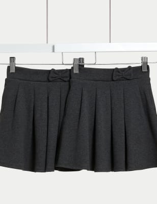 2pk Girls' Jersey Bow School Skirts (2-14 Yrs)