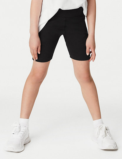 2pk Girls' Cotton with Stretch School Shorts