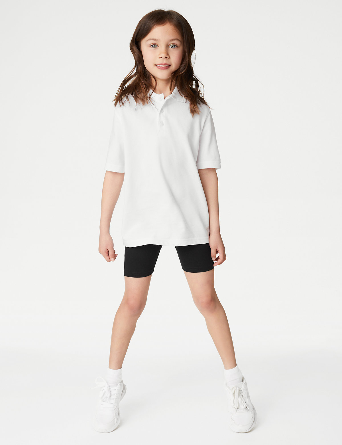 2pk Girls' Cotton with Stretch School Shorts