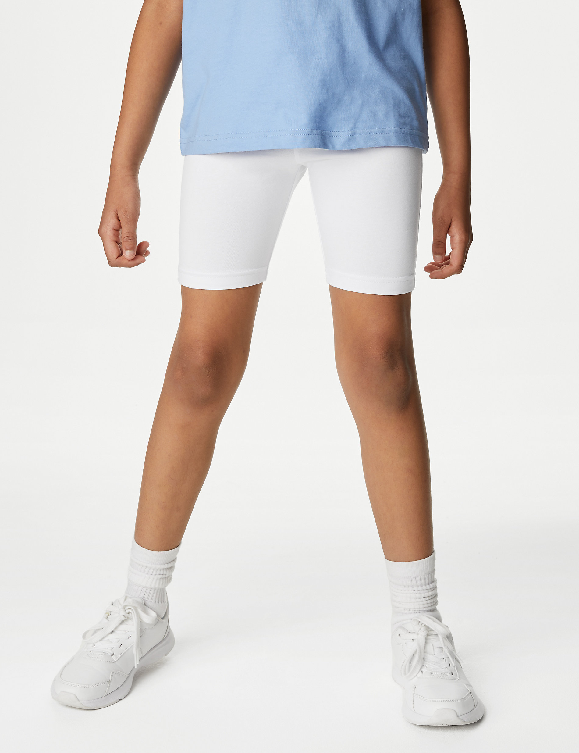 Pack de 2 pantalones cortos escolares de algodón elásticos para chicas (2-16&nbsp;años)