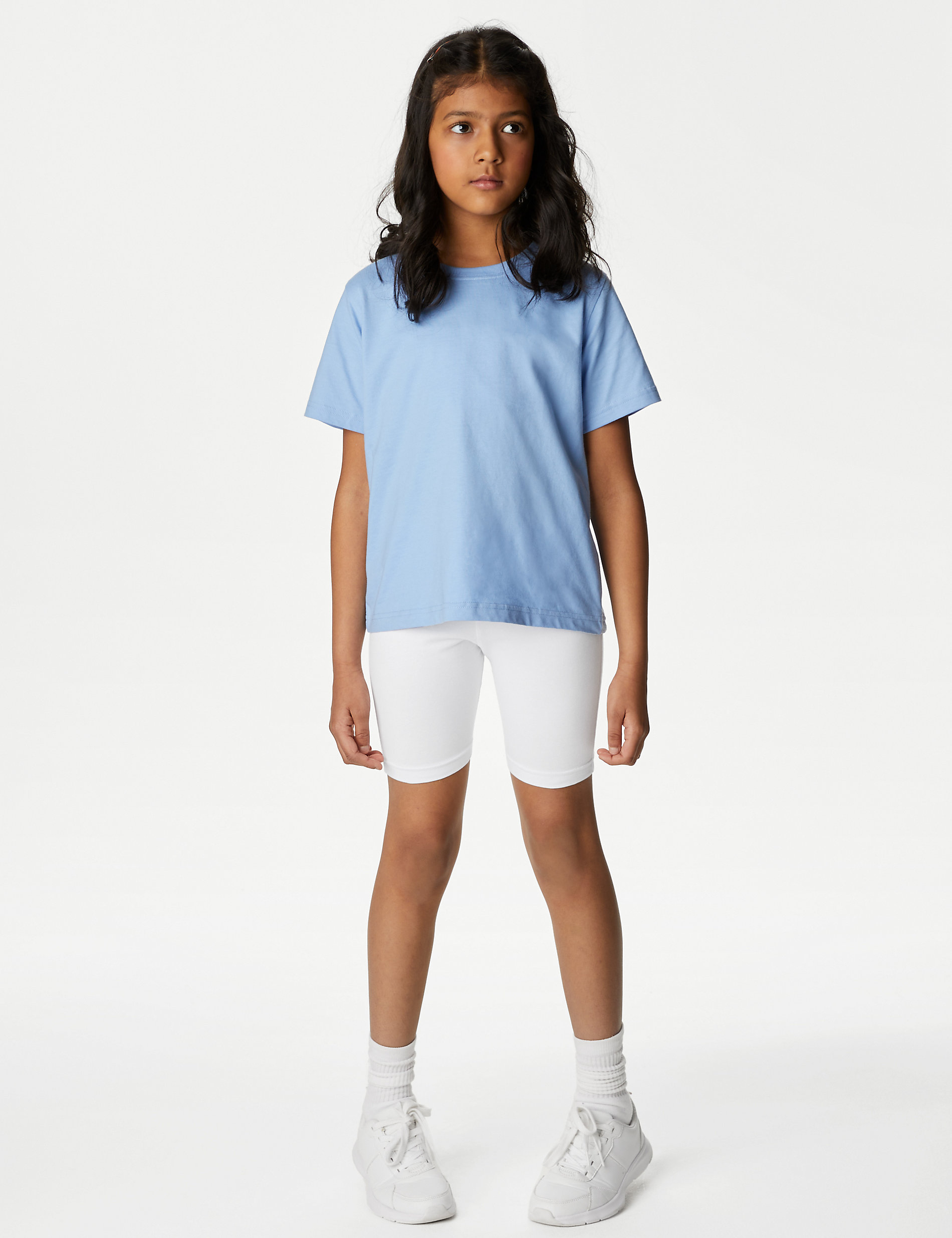2pk Girls' Cotton with Stretch School Shorts (2-16 Yrs)