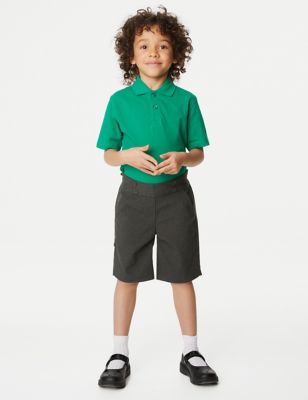 M&S Girls Button Front School Shorts (2-16 Yrs) - 2-3 Y - Grey, Grey