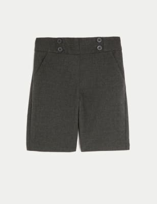 Girls' Button Front School Shorts (2-16 Yrs)