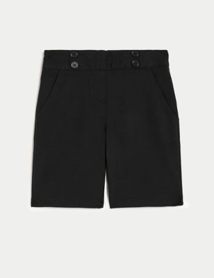 Girls' Button Front School Shorts (2-16 Yrs)