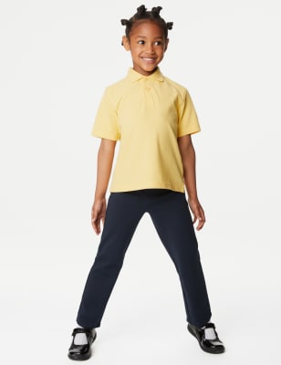 Pantalon fille coupe standard en maille, idéal pour l'école - Navy Mix