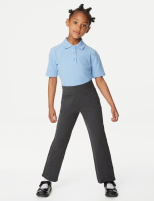 M&S Girls Regular Leg Jersey School Trousers (2-16 Yrs) - 11-12 - Grey, Grey,Navy Mix,Black Mix