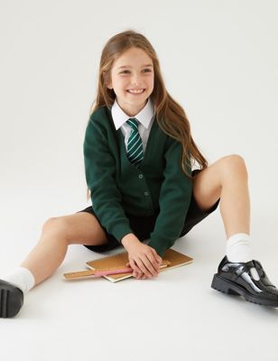 Gilet fille en coton, idéal pour l'école - Green