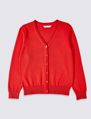 Gilet fille 100 % coton, idéal pour l'école - Red