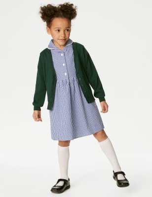 M&S Girls 2-Pack Pure Cotton School Cardigan (3-18 Yrs) - 5-6 Y - Green, Green,Blue,Black,Red,Navy,G