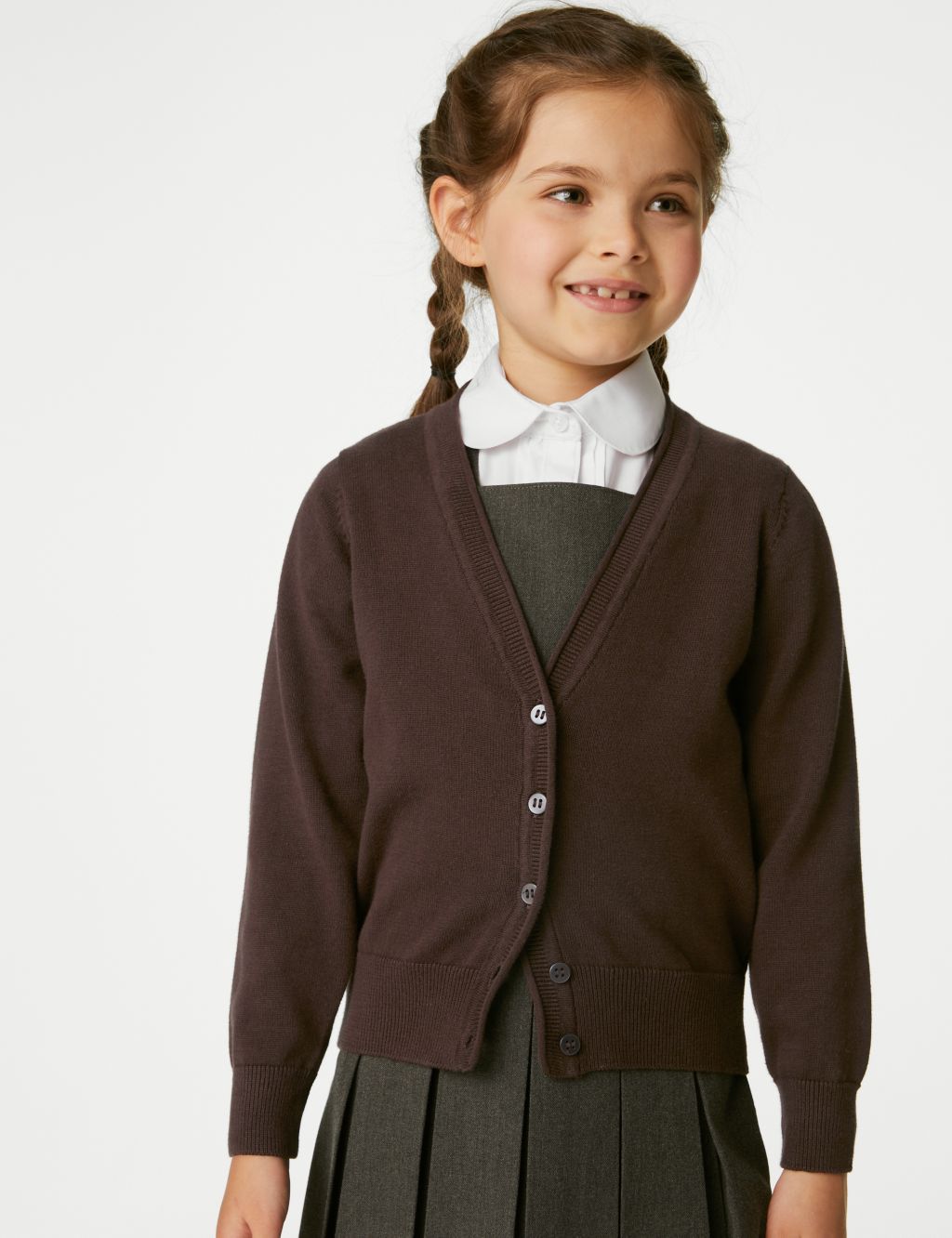 2pk Girls' Pure Cotton School Cardigan (3-18 Yrs) image 3
