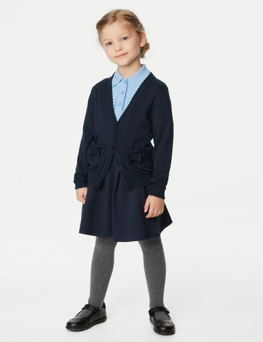 Girls’ Pure Cotton Bow Pocket School Cardigan (3-18 Yrs) image 2