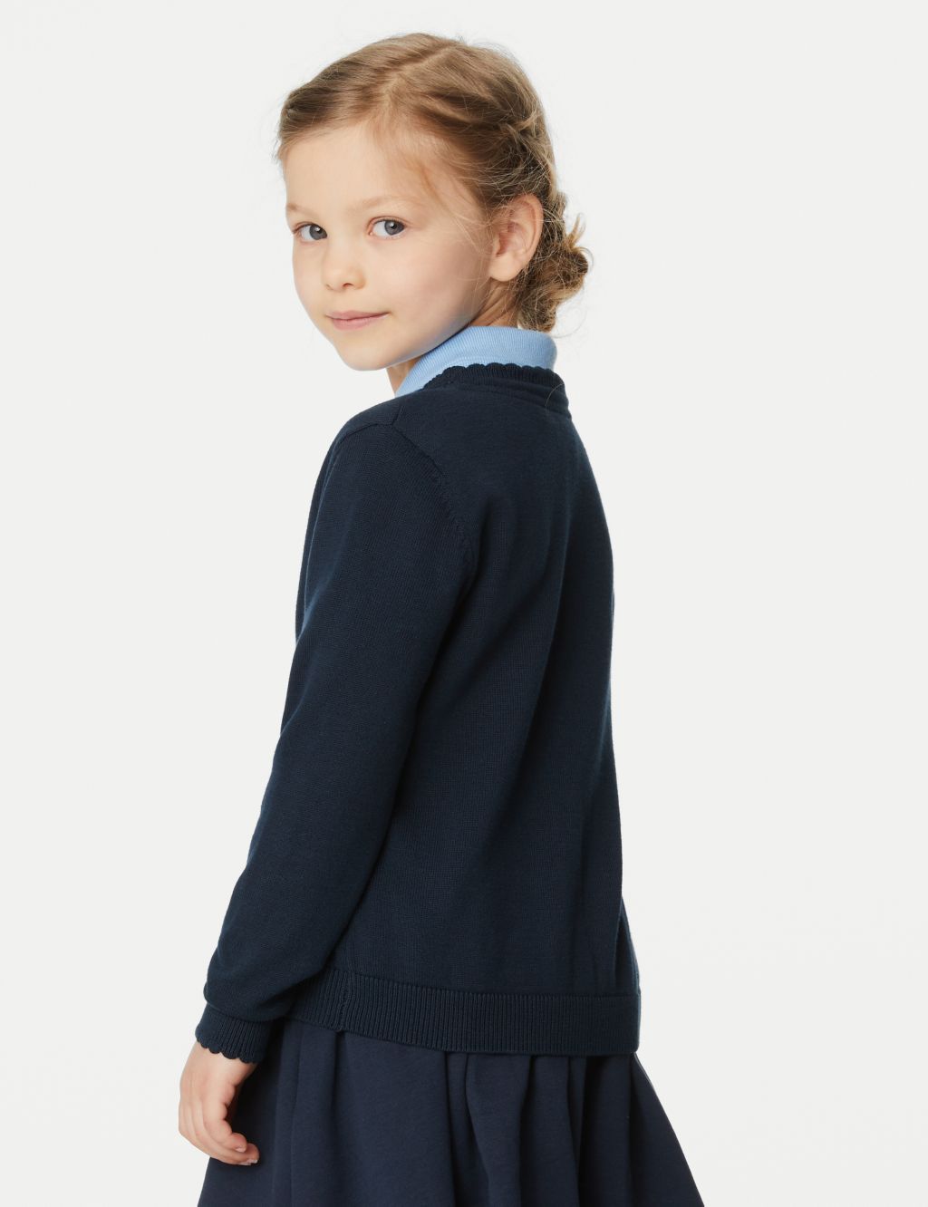 Girls’ Pure Cotton Bow Pocket School Cardigan (3-18 Yrs) image 5