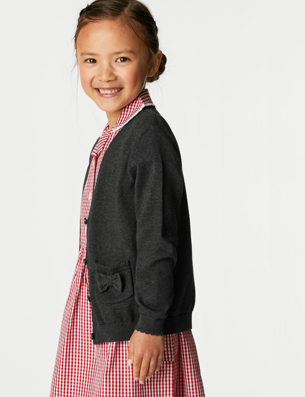 Girls’ Pure Cotton Bow Pocket School Cardigan (3-18 Yrs) image 1
