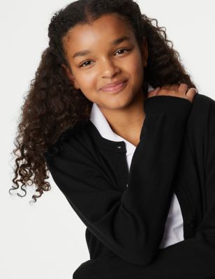 M&S Girls Pure Cotton School Cardigan (9-18 Yrs) - 14-15 - Black, Black