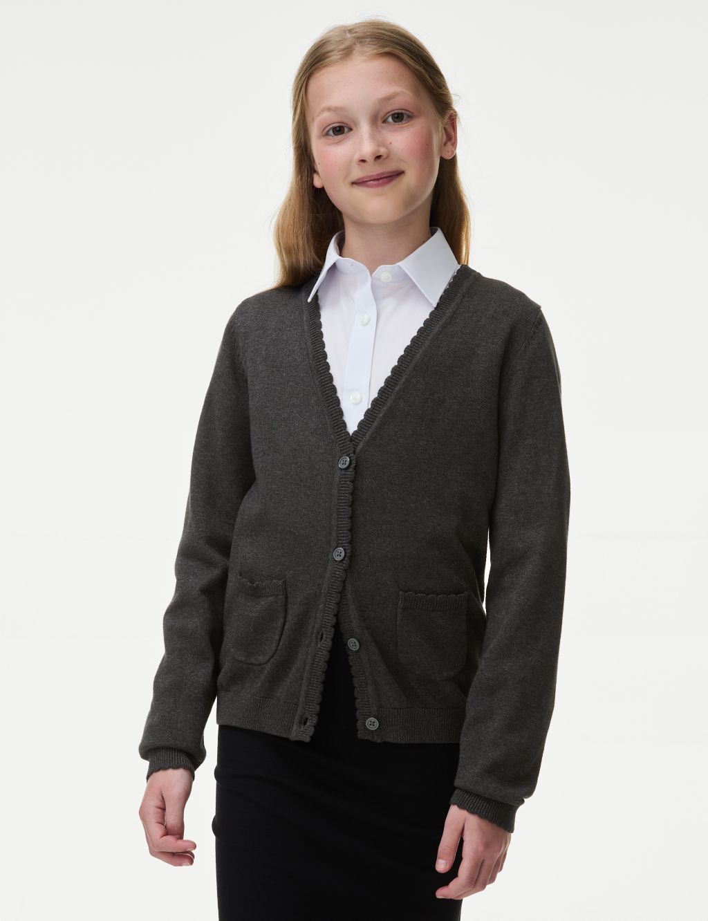 Girls' Pure Cotton School Cardigan (2-18 Yrs)