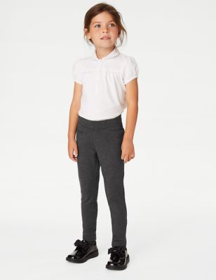 Girls M&S Collection Girls' Skinny Leg Jersey School Trousers (2-18 Yrs) - Grey, Grey