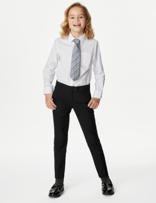 M&S Girls 2pk Girl's Slim Leg Longer Length School Trousers (2-18 Yrs) - 15-16XL - Black, Black,Grey