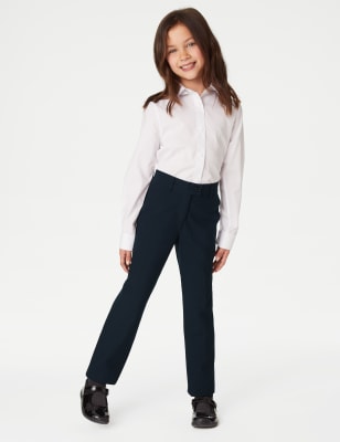 M&S Girls 2pk Girl's Slim Leg School Trousers (2-18 Yrs) - 17-18 - Navy, Navy,Grey,Black