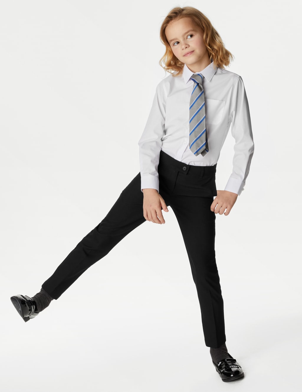 Girls Black Woven Pocket Bootcut School Trousers (3-13yrs) - Matalan