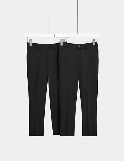M&S Collection 2Pk Girls' Skinny Leg School Trousers (2-18 Yrs) - 11-12 - Black, Black