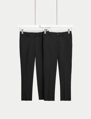 M&S Girls 2-Pack Skinny Leg School Trousers (2-18 Yrs) - 7-8 Y - Black, Black,Navy,Grey
