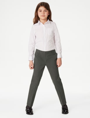 M&S Girls 2-Pack Easy Dressing School Trousers (3-18 Yrs) - 6-7 Y - Grey, Grey,Black