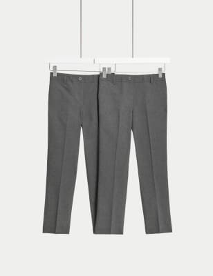 M&S Girls 2pk Girls' Easy Dressing Slim Leg School Trousers (3-18 Yrs)