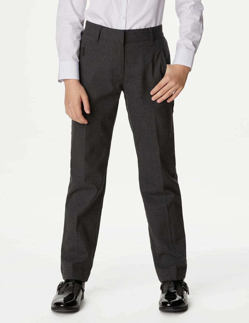 Girls' Slim Leg Additional Length School Trousers (2-18 Yrs) image 3